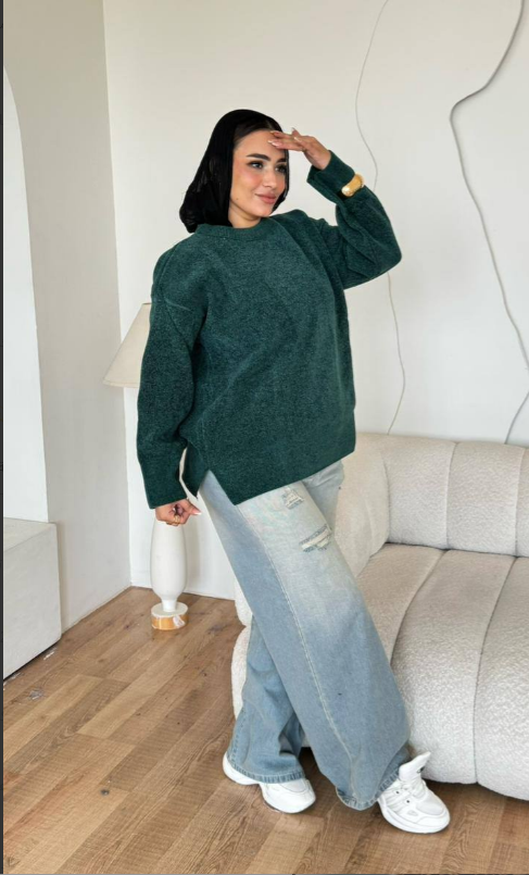 بلوفر قطيفة فتحتين جانبية