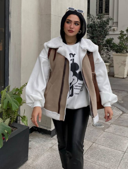 جاكيت Zara فرو مبطن – كافيه كلاسيك