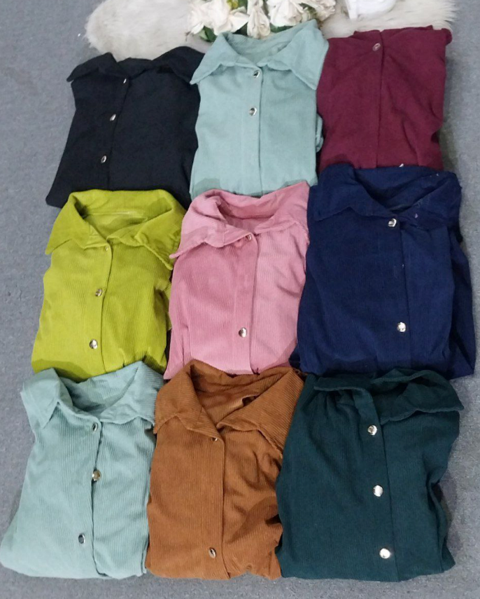 شميز كم نفخ زراير قطيفة مضلع