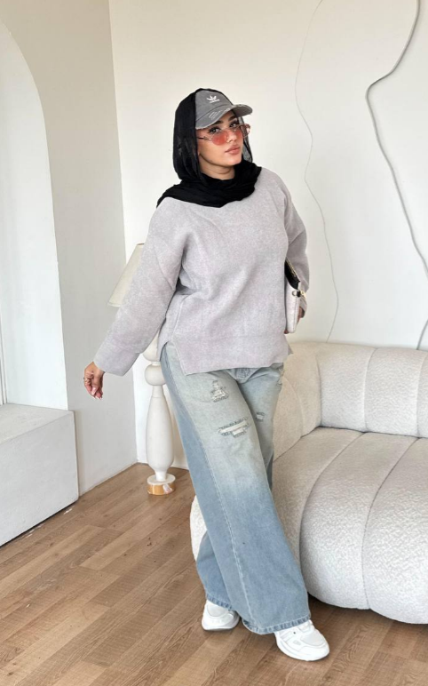 بلوفر قطيفة فتحتين جانبية