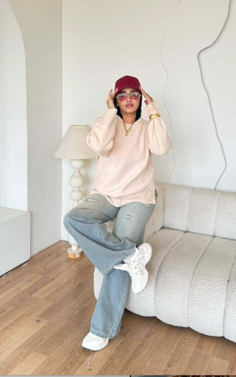 بلوفر قطيفة فتحتين جانبية