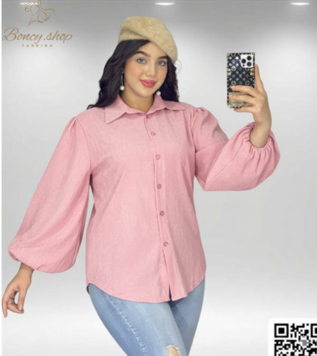 شميز كم نفخ زراير قطيفة مضلع