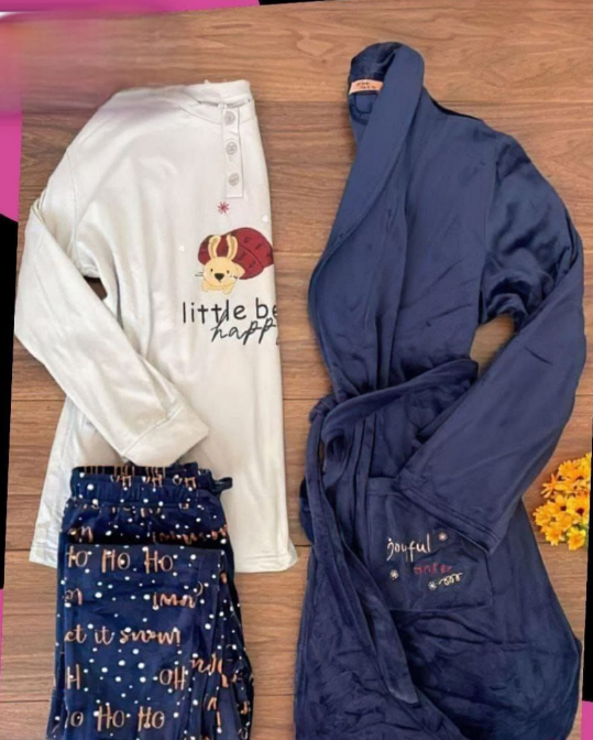 طقم Little Bear مع روب قطيفة – شتوي دافي