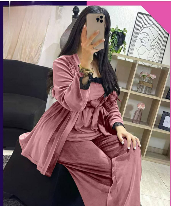 طقم Velvet Lace 3pcs – روب  فخم