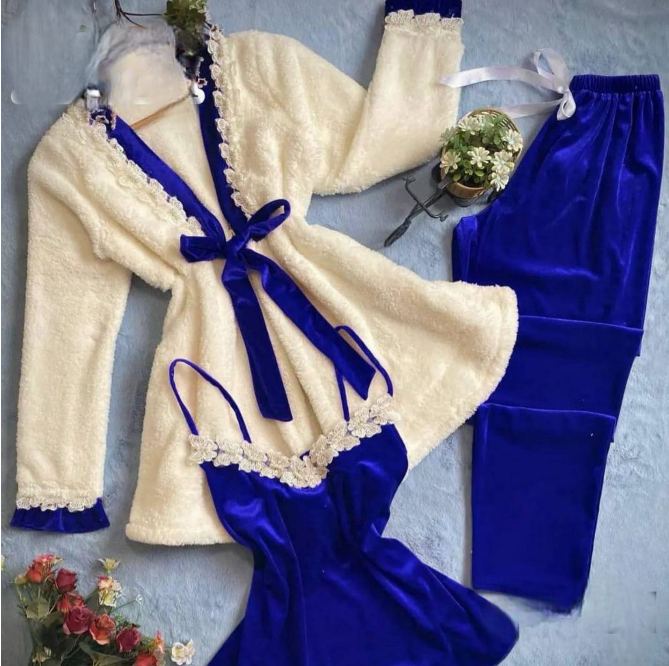 Fur Velvet 3pcs – طقم فرو قطيفة برباط