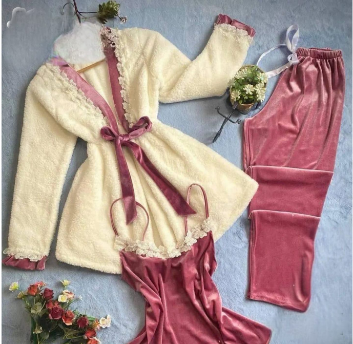 Fur Velvet 3pcs – طقم فرو قطيفة برباط