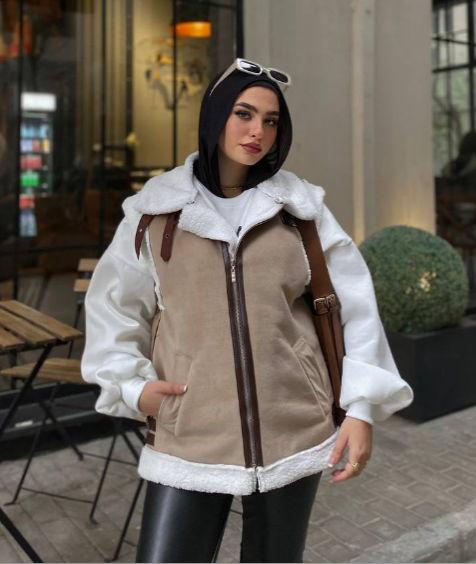 جاكيت Zara فرو مبطن – كافيه كلاسيك