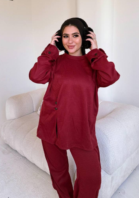 سوت تركي شتوي خامة ريب _ بفتحه من الامام